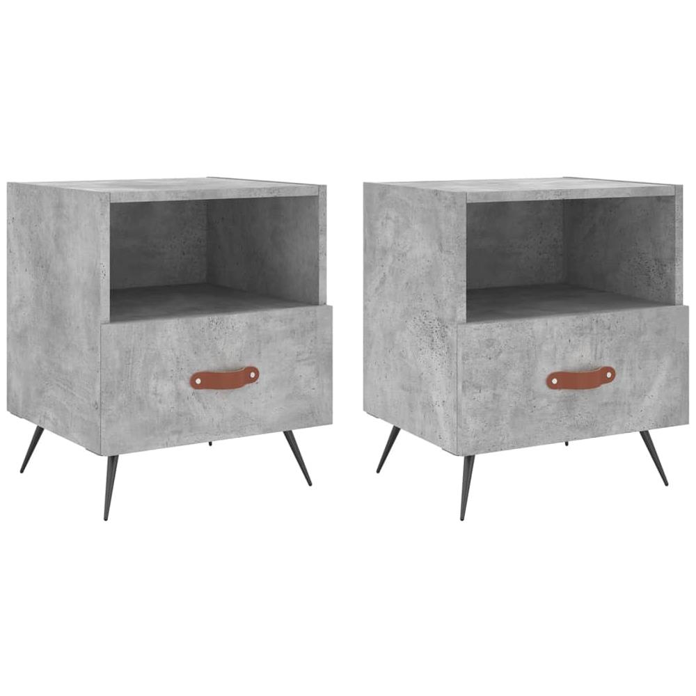 Comodini 2 Pz Grigio Cemento 40x35x47,5 Cm In Legno Multistrato - Foto 2