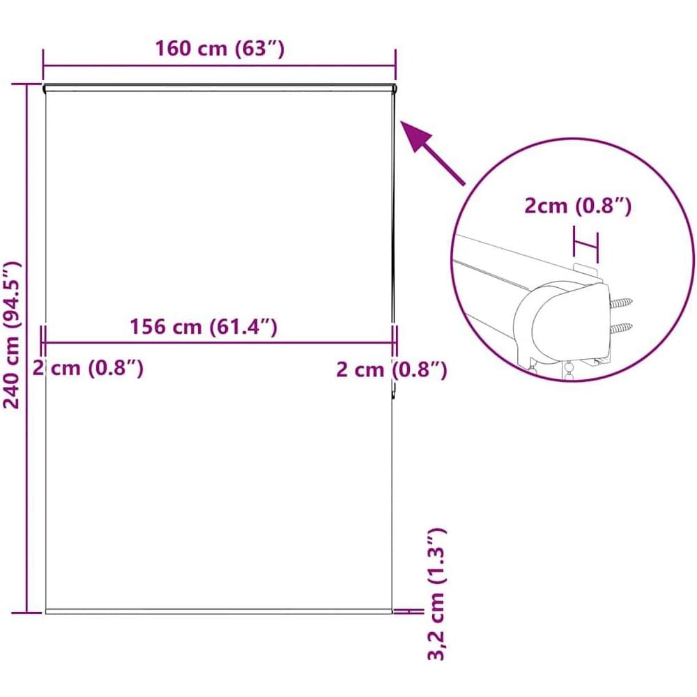 Tenda a Rullo Doccia Cassonetto 160x240 cm Larghezza Tessuto - Foto 10