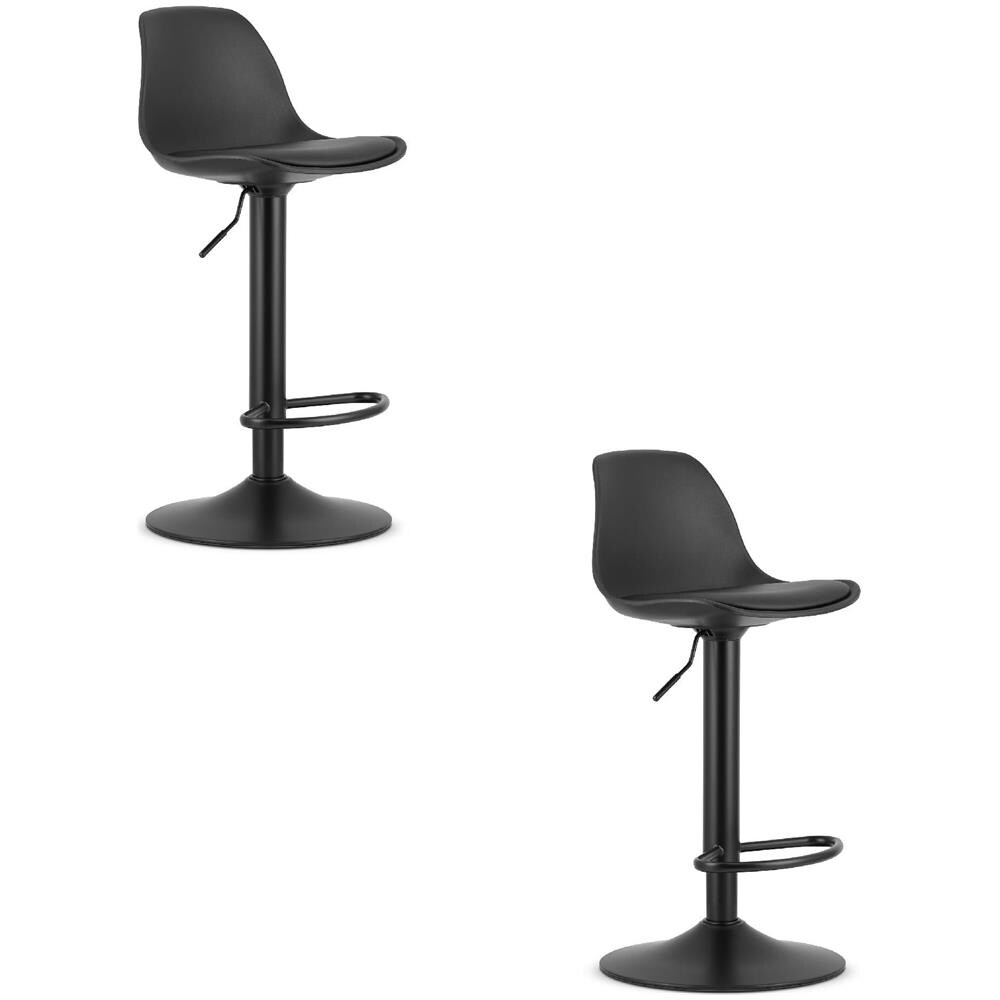 Sgabello girevole HOGA - Nero con base nera x 2 - Foto 1