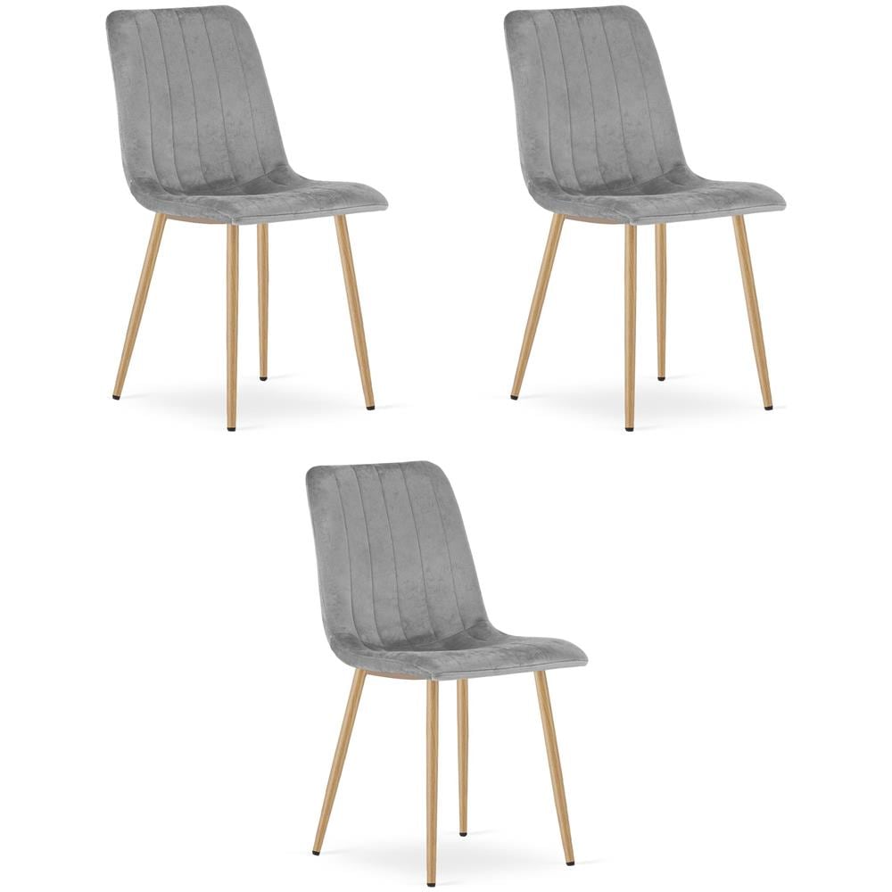 JEWA Sedia in velluto - Elegante grigio chiaro per soggiorno, cucina x 3 - Foto 1