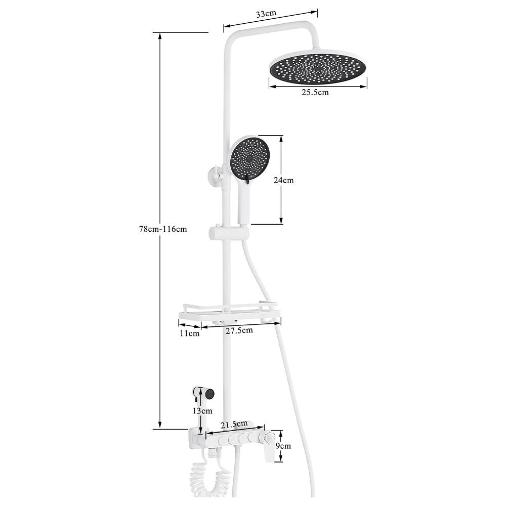 Colonna doccia, Blackswan, Tipo M209, modello bianco, con 4 vie e soffione a pressione, misura 116 cm - Foto 4