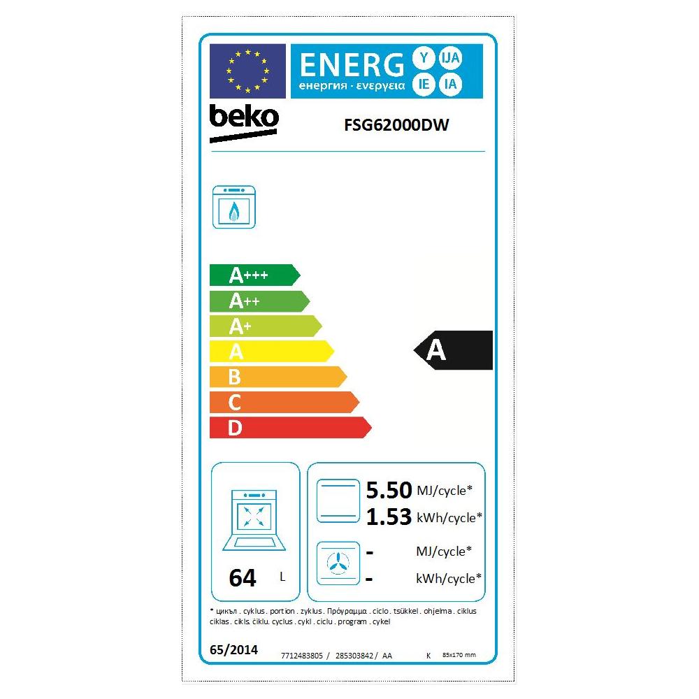 Cucina A Gas FSG62000DW 4 Fuochi Forno A Gas Classe A Colore Bianco - Foto 2