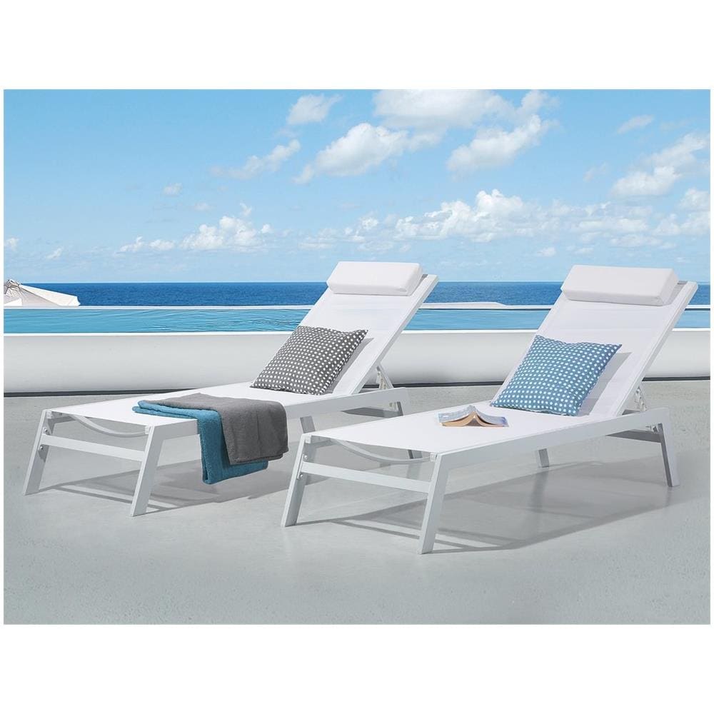 Lettino Sdraio Da Giardino Regolabile In Alluminio Bianco Catania Ii - Foto 2
