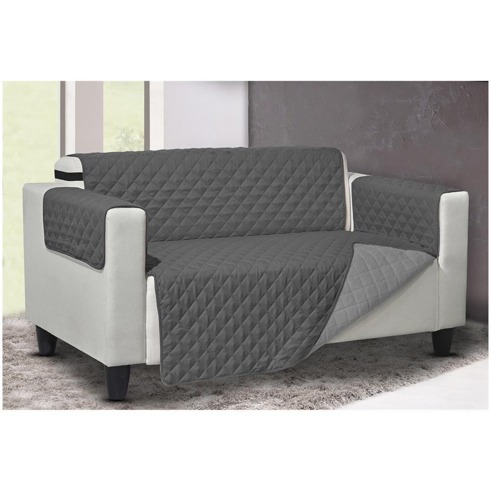 Copridivano Trapuntato Queen Antimacchia Double Face Grigio-grigio Chiaro 2 Posti Grigio-grigio Chiaro - Foto 1