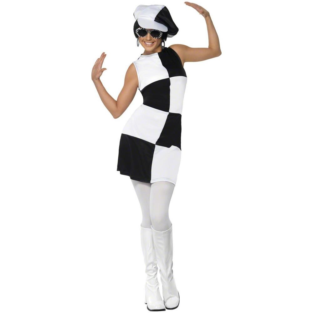 Costume Disco Quadri Bianchi E Neri Donna - Taglia: L - Foto 1