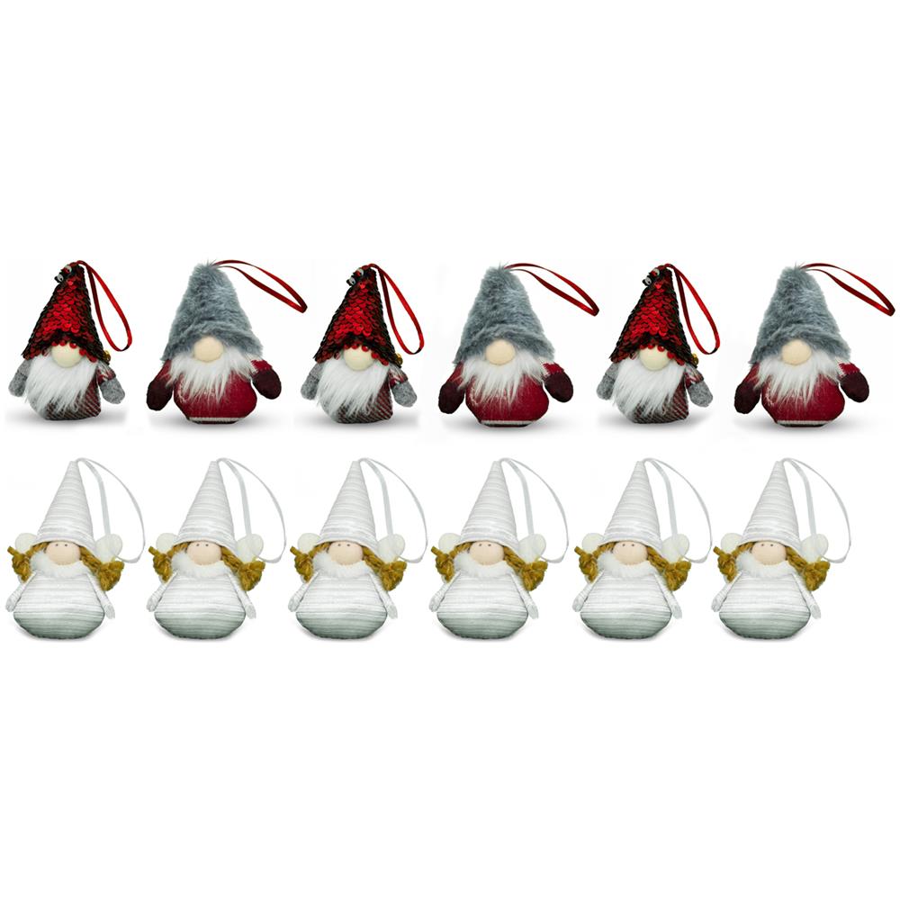 Set 12-24 Pezzi Addobbi Decorazione Albero Natale Gnomo Elfo E Fatine 10 Cm 12 Pezzi Gnomi-fatine - Foto 1