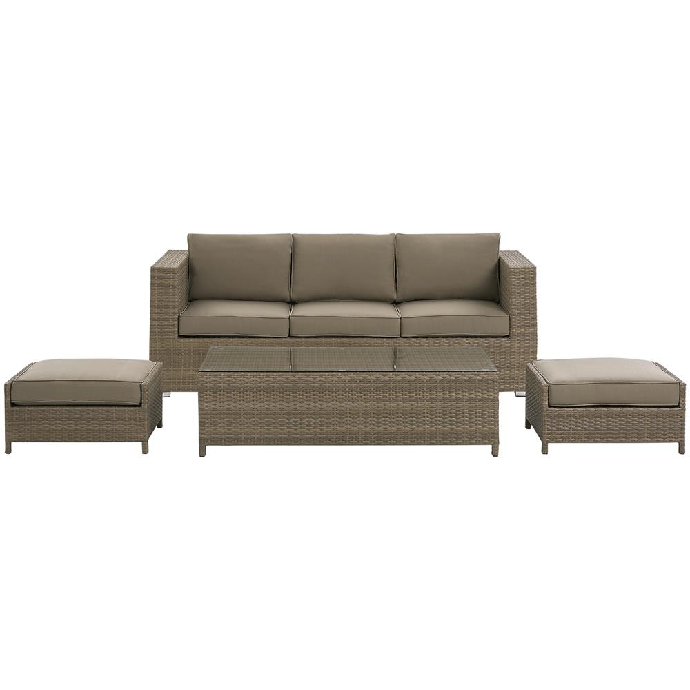 Set Da Giardino In Rattan Sintetico Marrone A 3 Posti Belluno - Foto 1