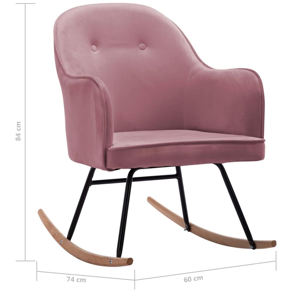 Sedia A Dondolo Rosa In Velluto - Foto 7
