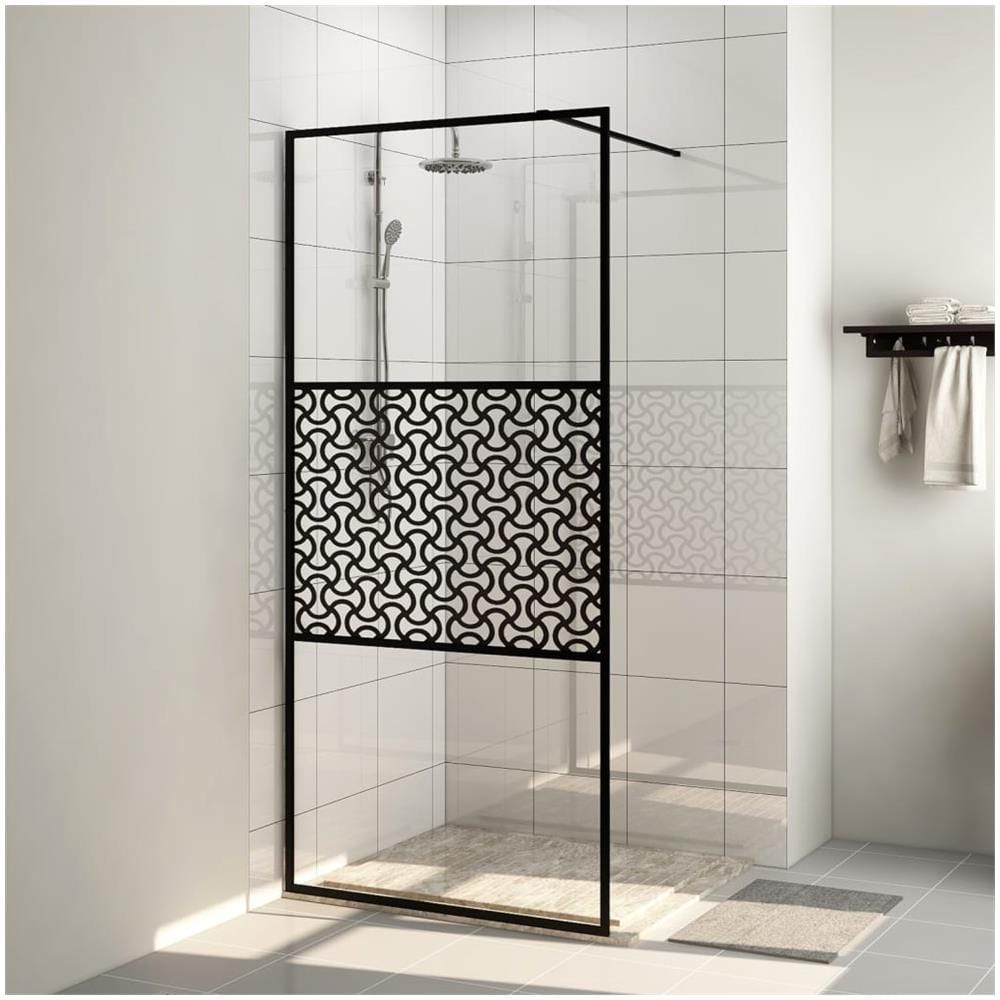 Parete Per Doccia Walk-in Vetro Trasparente Esg 90x195 Cm Nera - Foto 1