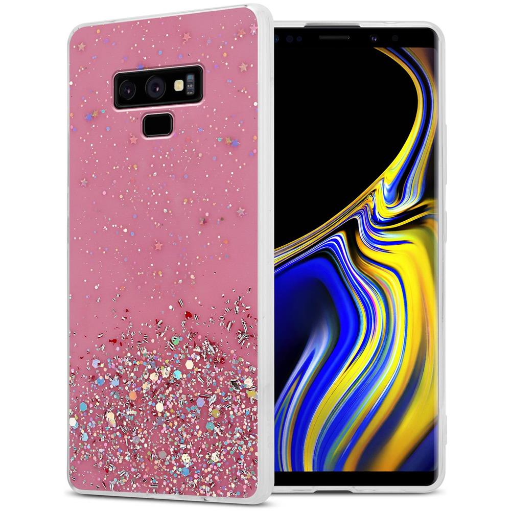 Custodia Compatibile Con Samsung Galaxy Note 9 In Rosa Con Glitter - Coperchio Protettivo In Silicone Tpu Flessibile Con Glitter Scintillanti - Foto 1