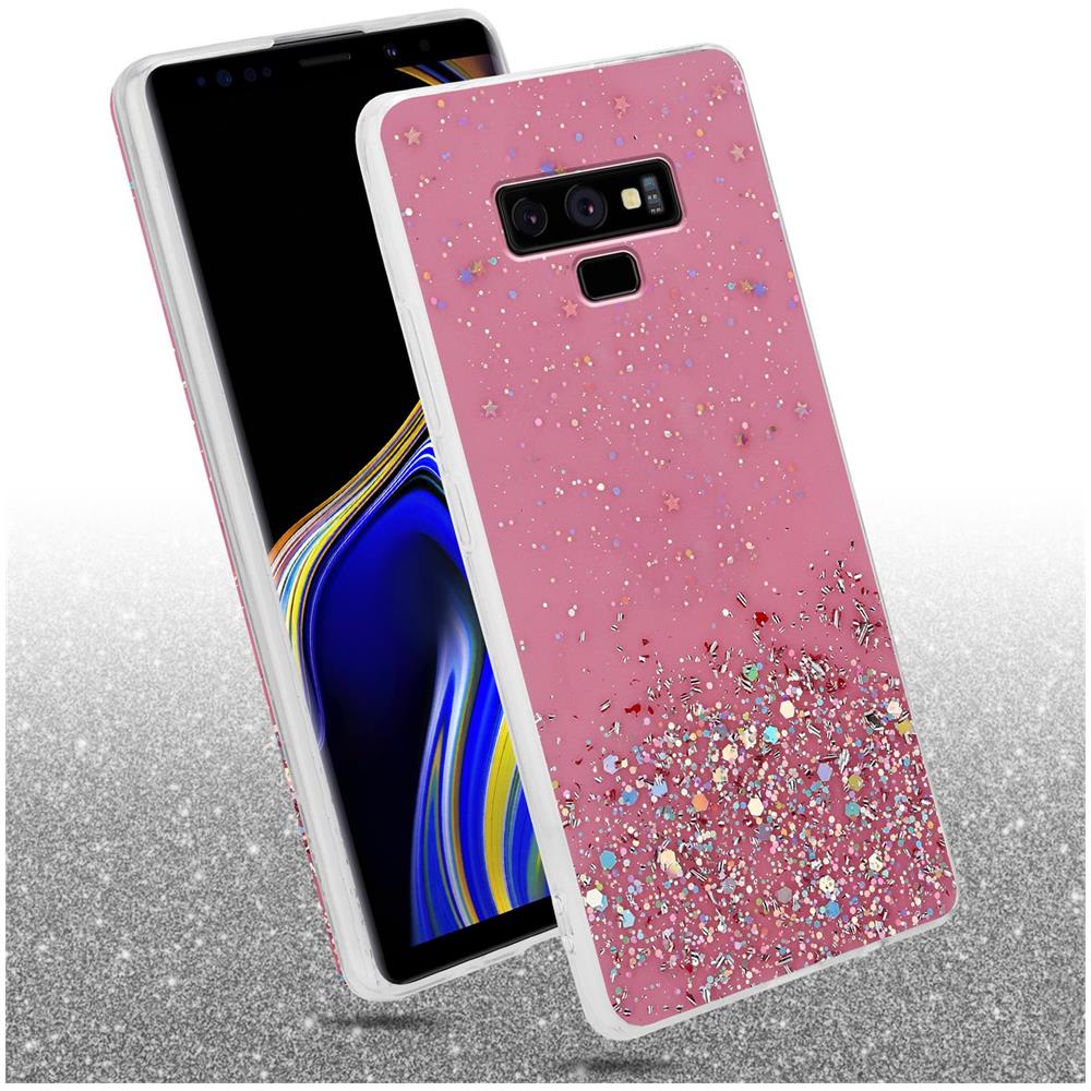 Custodia Compatibile Con Samsung Galaxy Note 9 In Rosa Con Glitter - Coperchio Protettivo In Silicone Tpu Flessibile Con Glitter Scintillanti - Foto 2