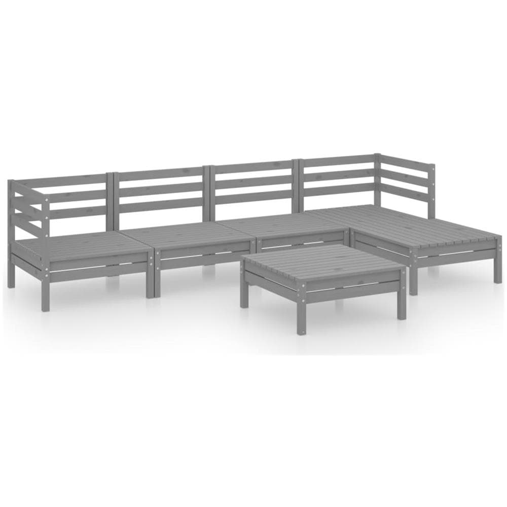 Set Divani Da Giardino 6 Pz In Legno Massello Di Pino Grigio - Foto 2
