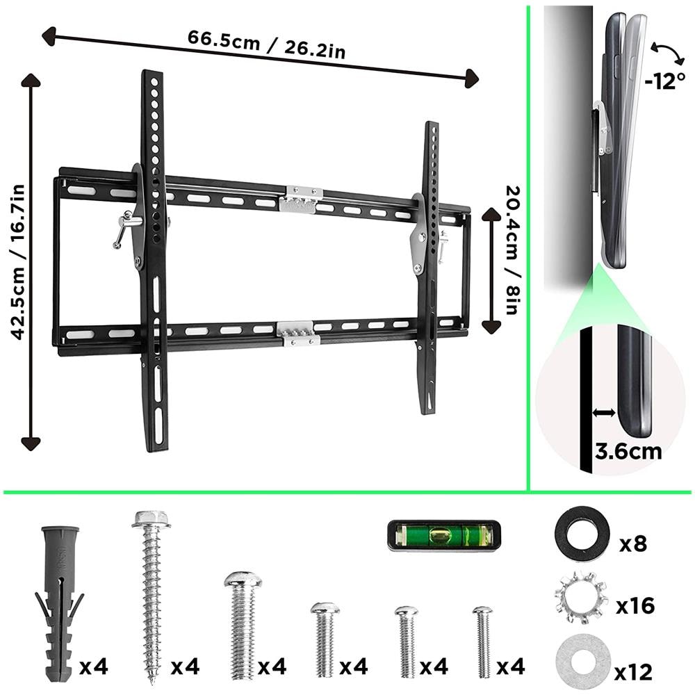 Tvb777 Supporto Tv Da Parte Fisso Ultra Sottile Per Schermi Led Lcd Curvi Monitor 33” - 60” Portata 40kg Compatibile Con Vesa 600 X 400 Mm - Foto 2