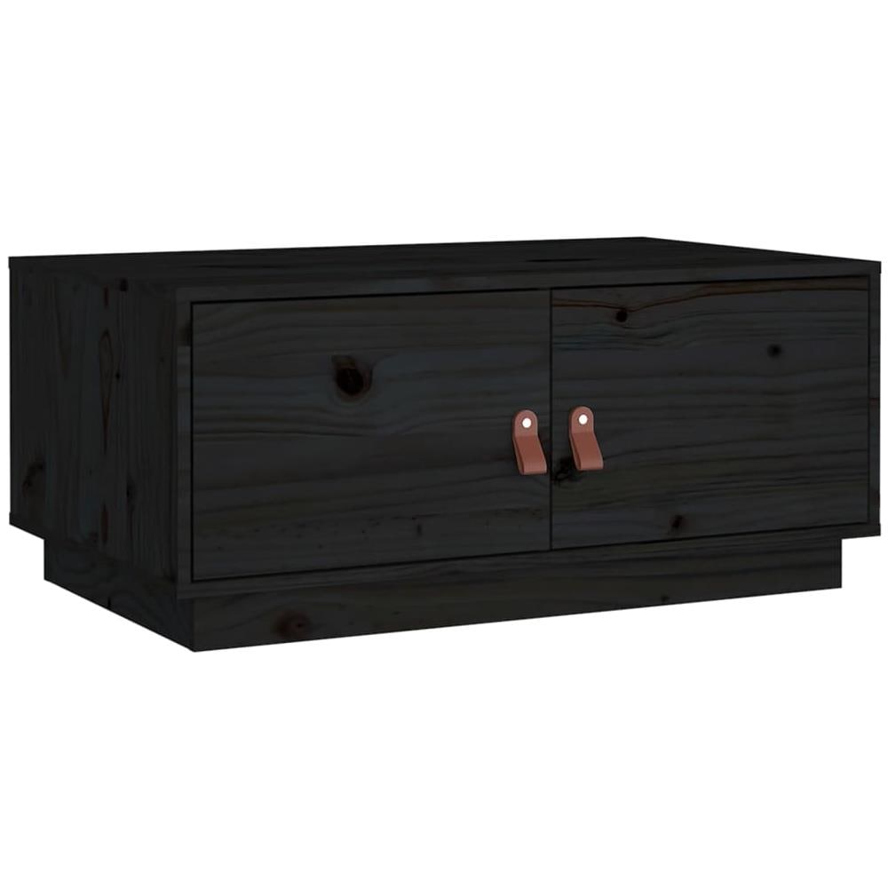 Tavolino Da Salotto Nero 80x50x35 Cm In Legno Massello Di Pino - Foto 2