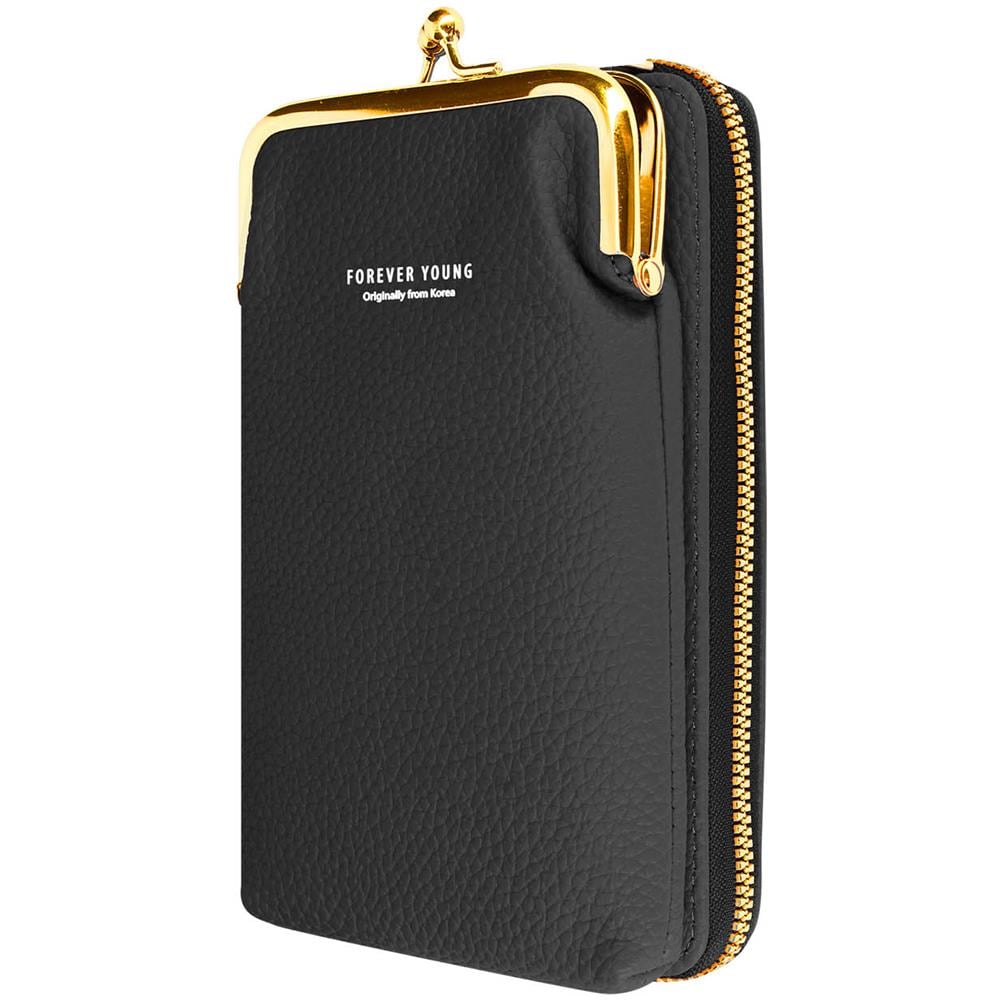 Pochette A Tracolla Per Smartphone In Similpelle Martellata Multi-scomparto Nera - Foto 5