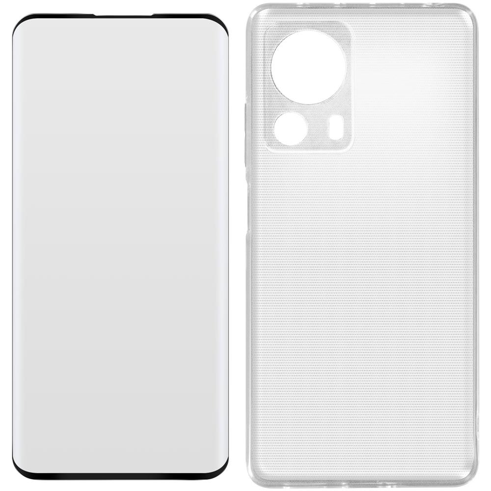 Cover Per Xiaomi 13 Lite In Silicone Gel + Vetro Temperato 9h Bordo Nero - Foto 2