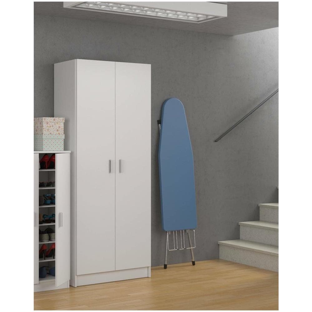 Armadio Multiuso Charleston, Mobile Portascope A 2 Ante, Scarpiera Con Ripiani, Guardaroba Portascope, Cm73x37h180 Cm, Bianco - Foto 4