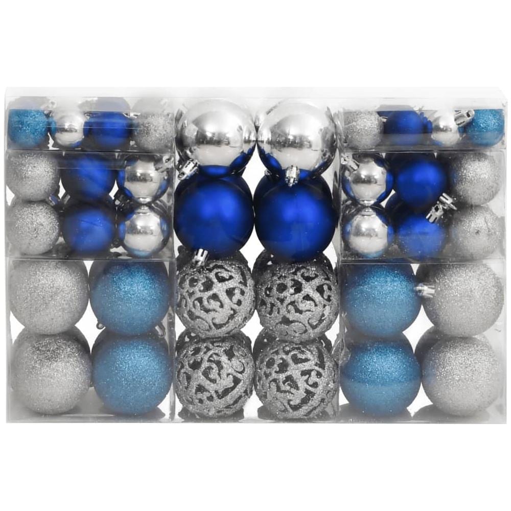 Palline Di Natale 100 Pz Blu E Argento 3 / 4 / 6 Cm - Foto 2