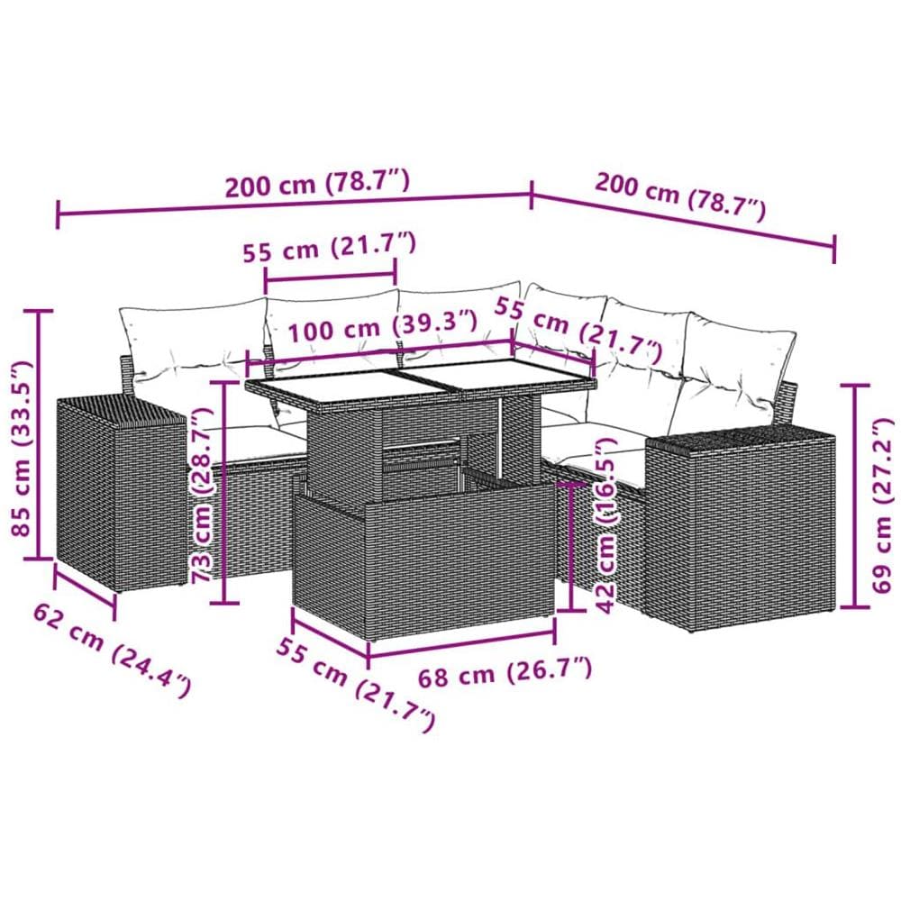 Set Divano da Giardino 6 pz con Cuscini Grigio in Polyrattan - Foto 10
