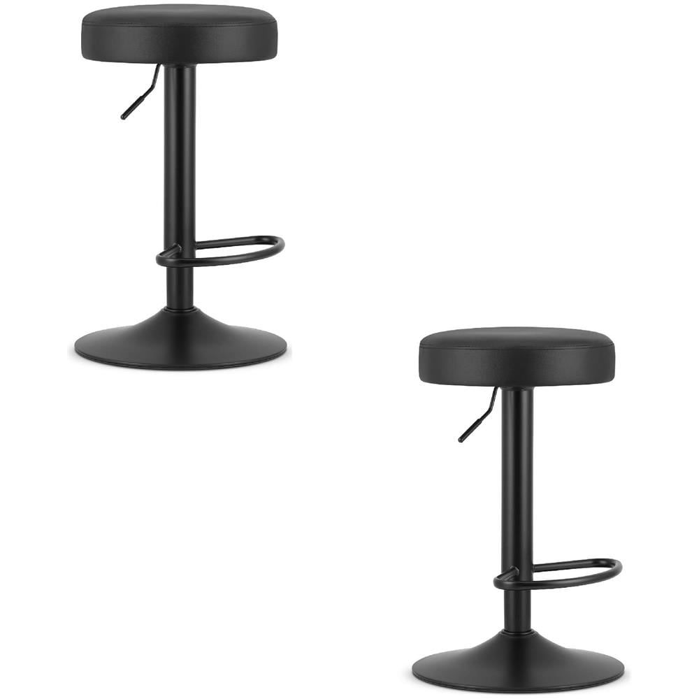 Sgabello girevole ROJST - Ecopelle nera / Base nera x 2 - Foto 1