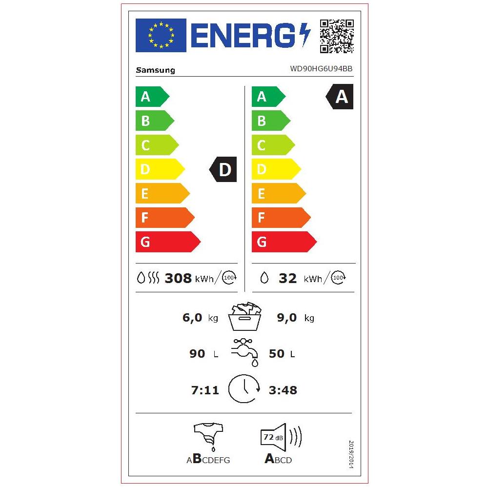 Samsung Series 9 Lavasciuga WD6400H Cl.A/D 9/6 kg Nero, Caricamento frontale, Libera installazione, Bianco, Sinistra, Nero, Pulsanti, Manopola - Foto 2