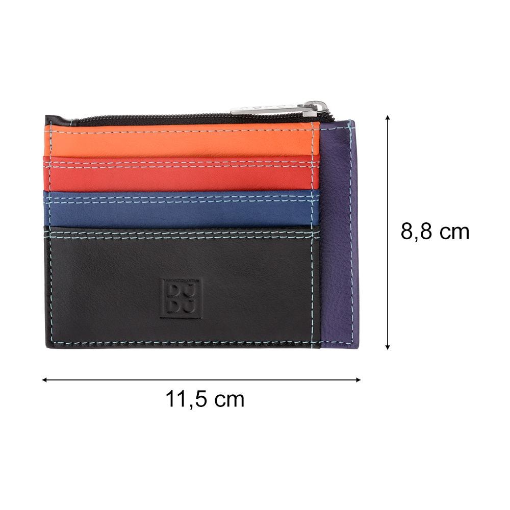 Bustina Porta Carte Di Credito In Vera Pelle Colorata Portafogli Con Zip Nero - Foto 2
