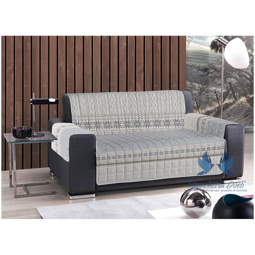 Copridivano Trapuntato Disegno Maglia 3 Posti Grigio - Foto 1