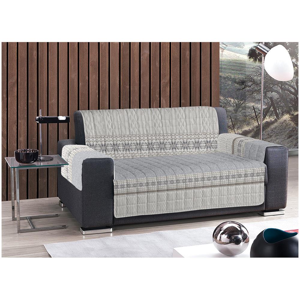 Copridivano Trapuntato Disegno Maglia 3 Posti Grigio - Foto 3