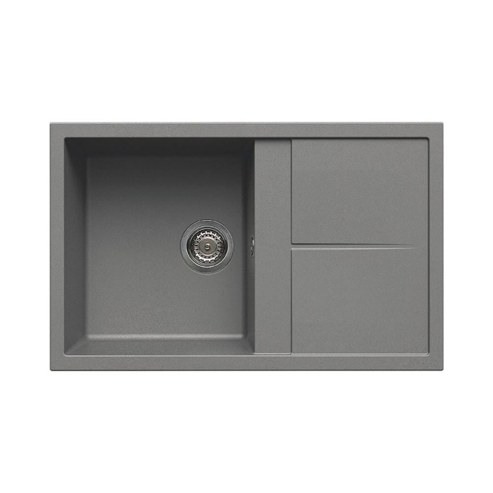 Lavello Unico 300 Granitek 79x50 cm 1 vasca con gocciolatoio Colore Grigio Cemento 48 - Foto 1