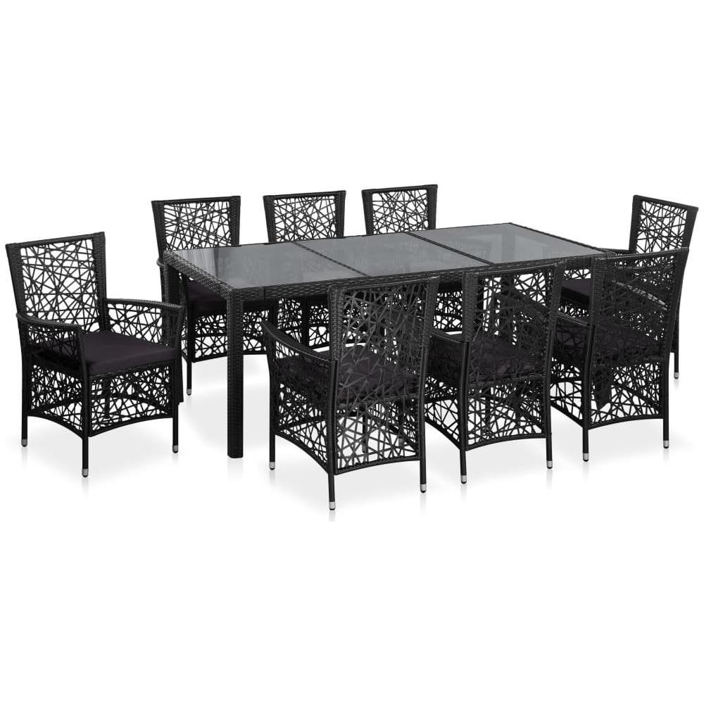 Set Da Pranzo Da Giardino 9 Pz In Polyrattan Nero - Foto 1
