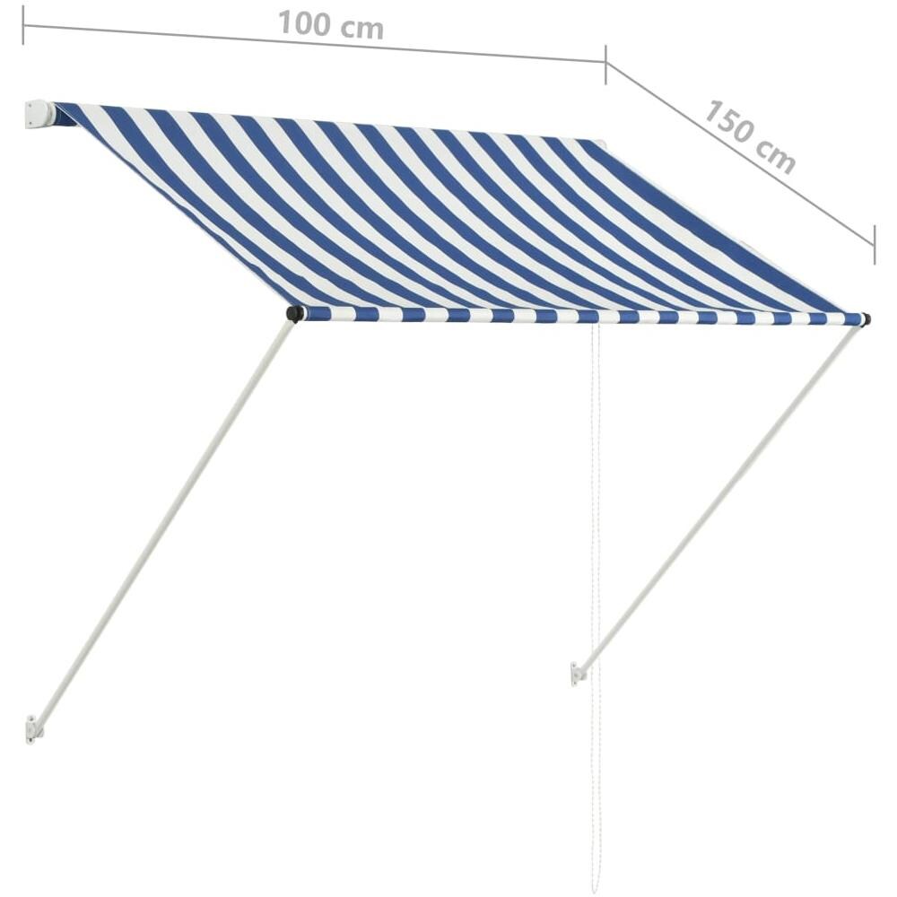 Tenda Da Sole Retrattile 100x150 Cm Blu E Bianco - Foto 12
