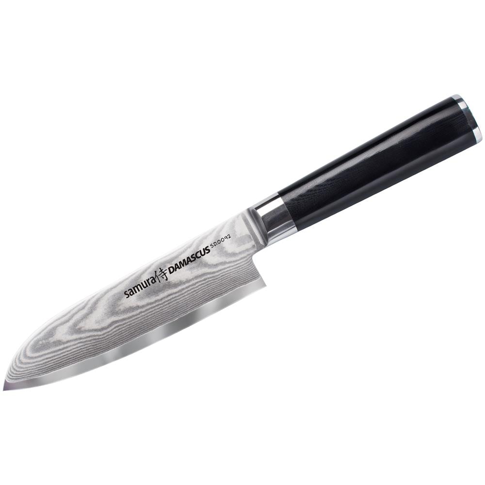 Damasco Professionale Giapponese Coltello Da Cucina Piccolo Santoku 145 Millimetri / 5,7"". G-10 Handle. Durezza 61 Hrc - Foto 1