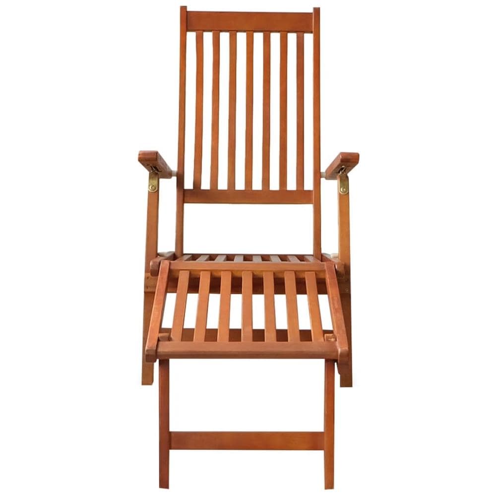 Sdraio Da Esterni Con Poggiapiedi E Cuscino Massello Di Acacia - Foto 3