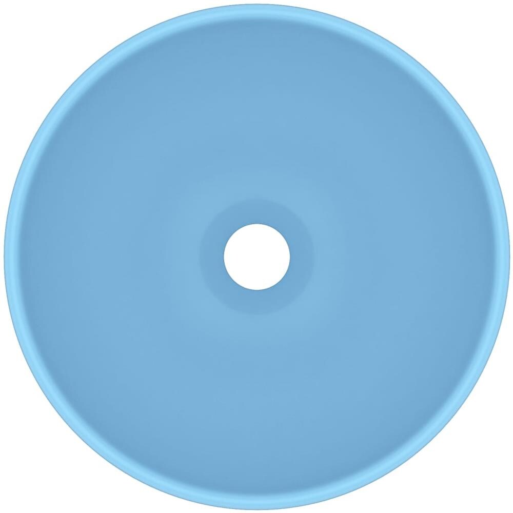 Lavandino Lusso Rotondo Azzurro Opaco 32,5x14 cm in Ceramica - Foto 2