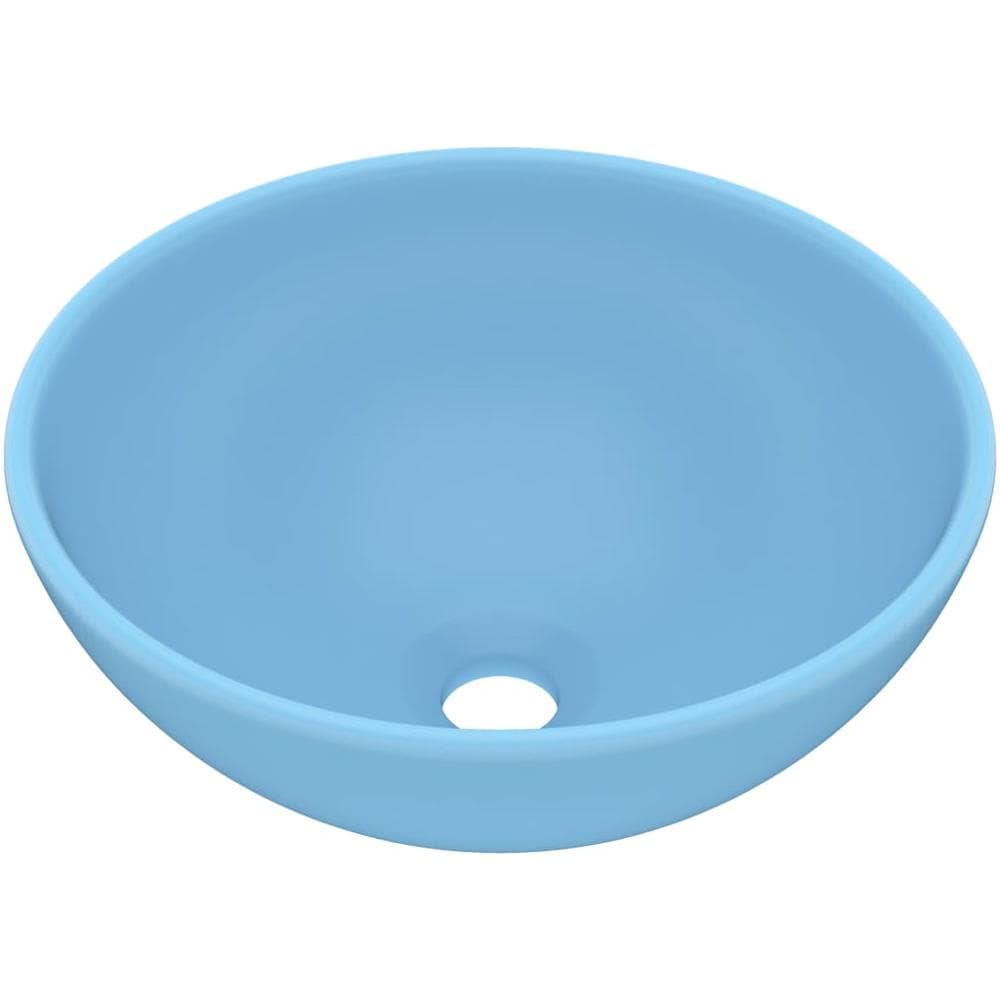 Lavandino Lusso Rotondo Azzurro Opaco 32,5x14 cm in Ceramica - Foto 1