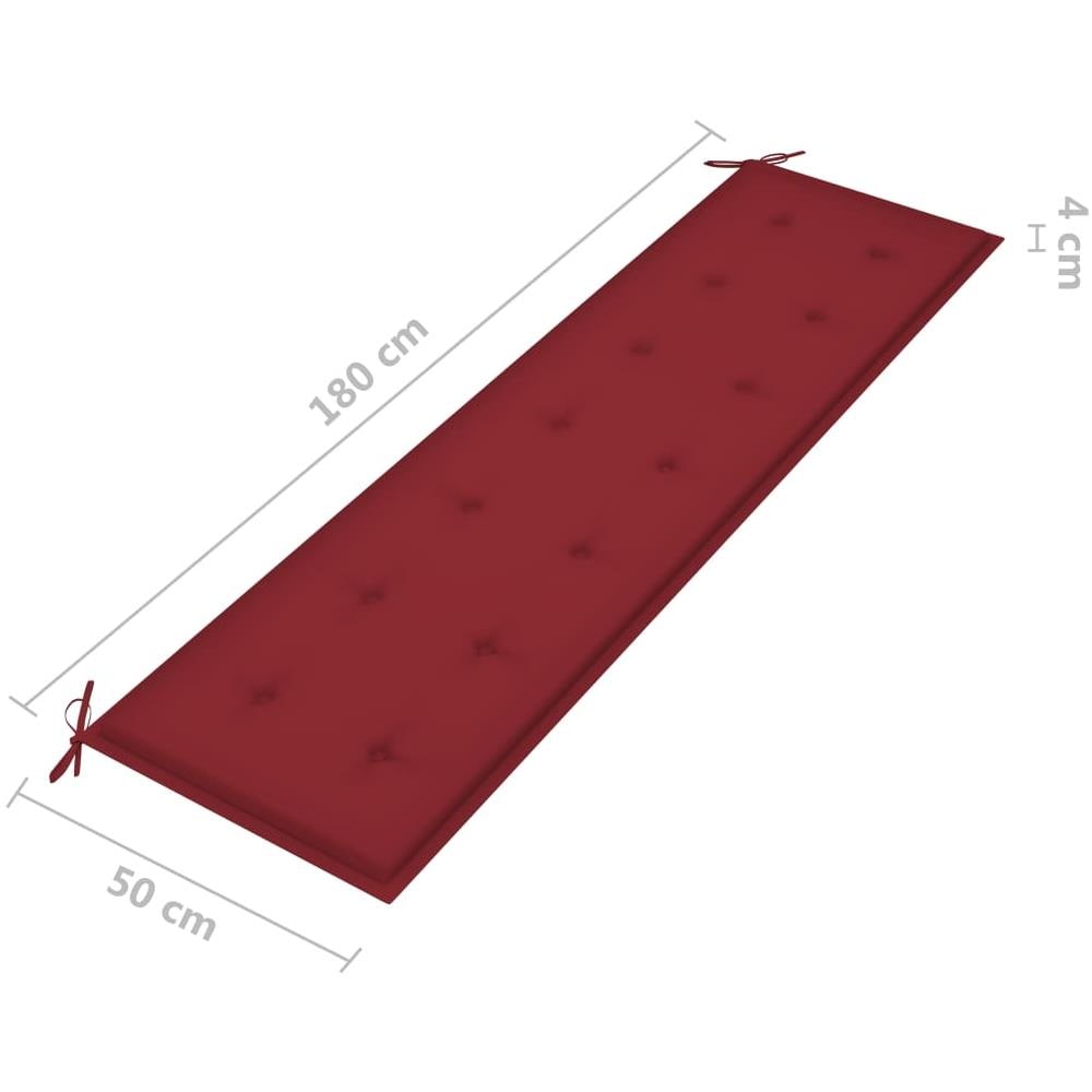 Cuscino Per Panca Da Giardino Rosso Vino 180x50x4 Cm In Tessuto - Foto 6