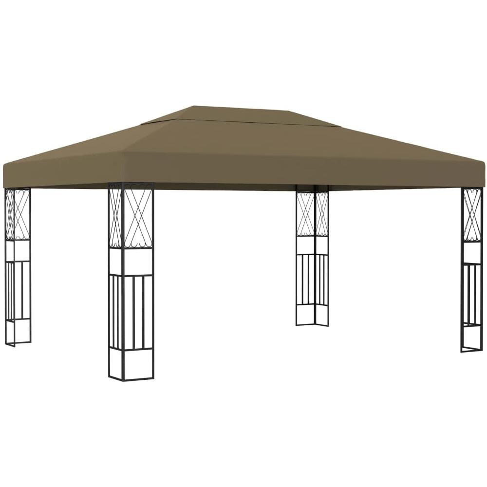 Gazebo con Luci a Stringa LED 3x4 m in Tessuto Grigio Talpa - Foto 2