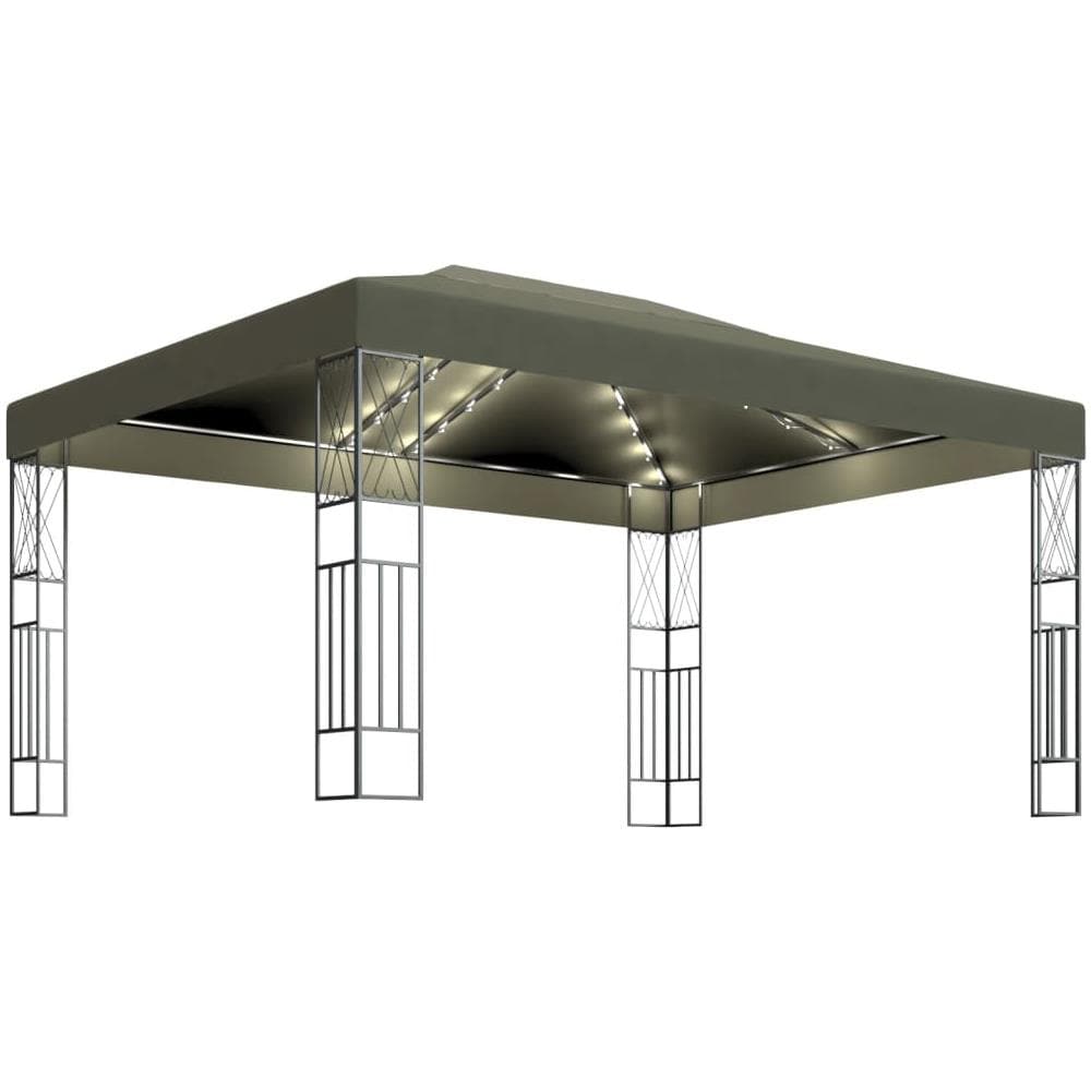 Gazebo con Luci a Stringa LED 3x4 m in Tessuto Grigio Talpa - Foto 1