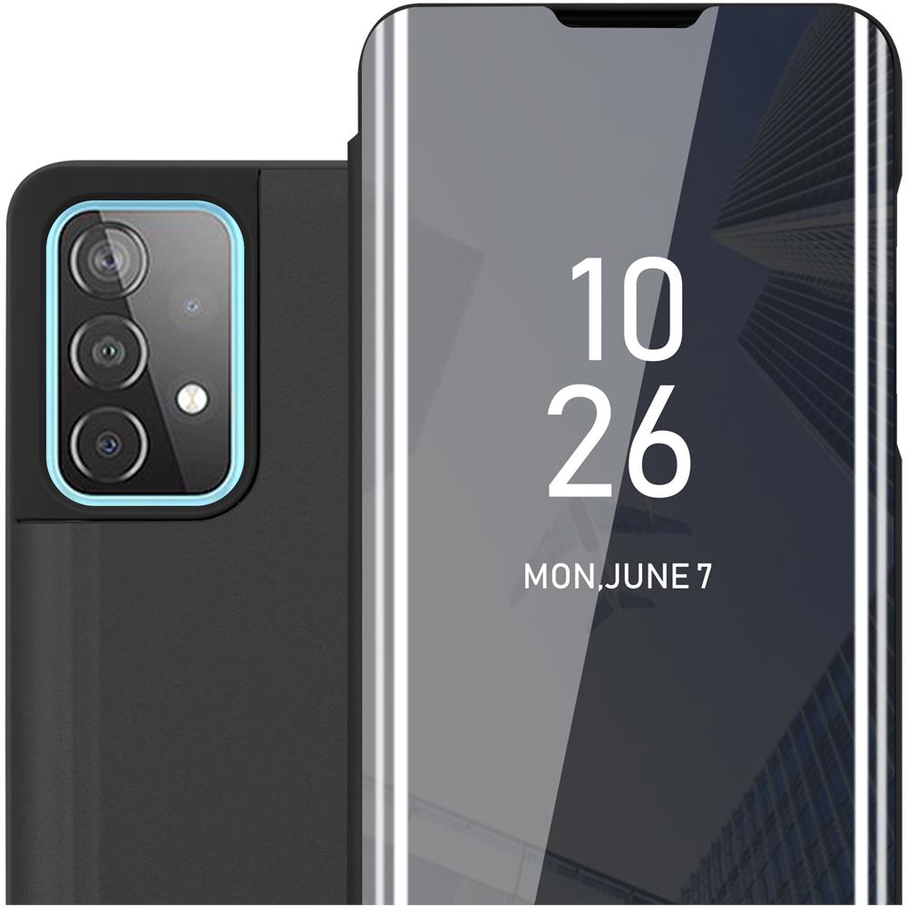 Custodia Compatibile Con Samsung Galaxy A52 4g / 5g In Tormalina Nera - Clear View Specchio Coperchio Protettivo Con Funzione Di Supporto Protezione A 360 Gradi - Foto 1