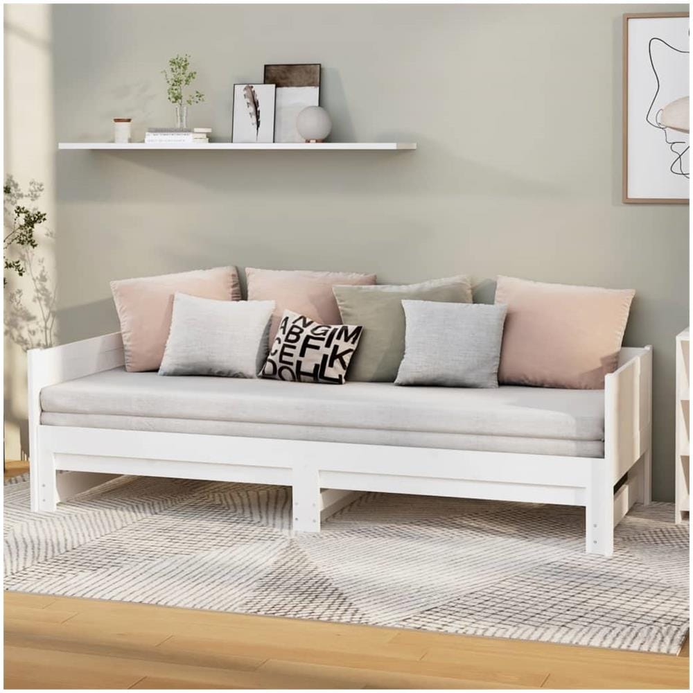 Dormeuse Estraibile Bianca Legno Massello Di Pino 2x (90x190) Cm - Foto 1