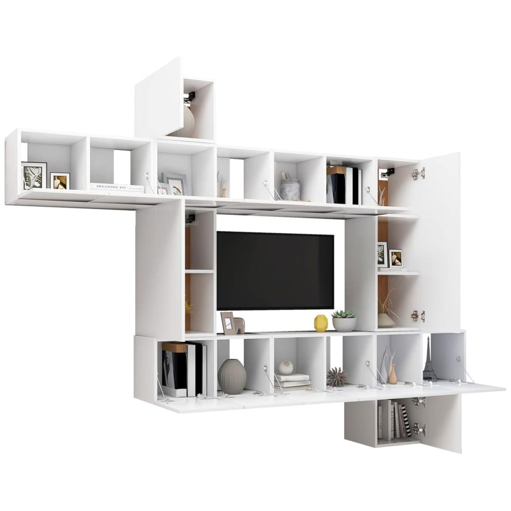 Set Mobili Porta TV 10 pz Bianco in Legno Multistrato - Foto 2