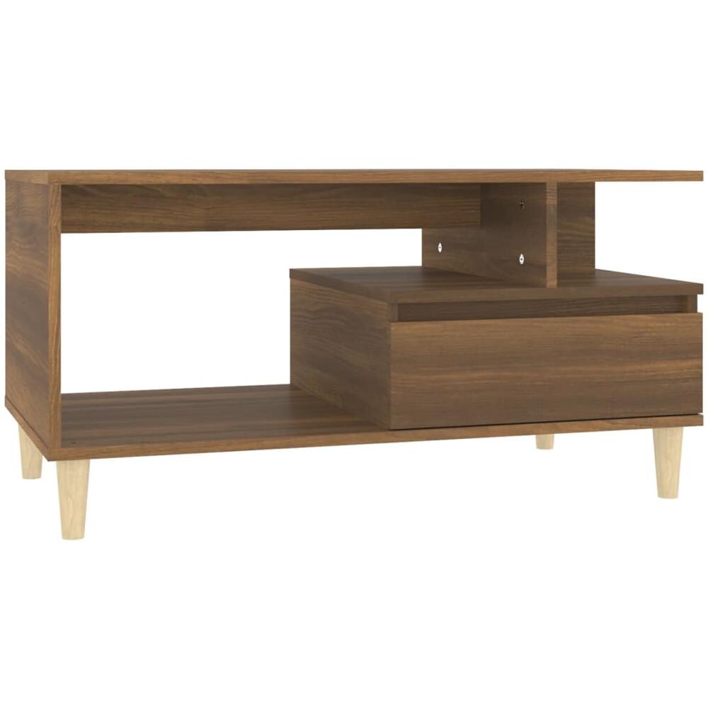 Tavolino Salotto Rovere Marrone 90x49x45 Cm Legno Multistrato - Foto 2