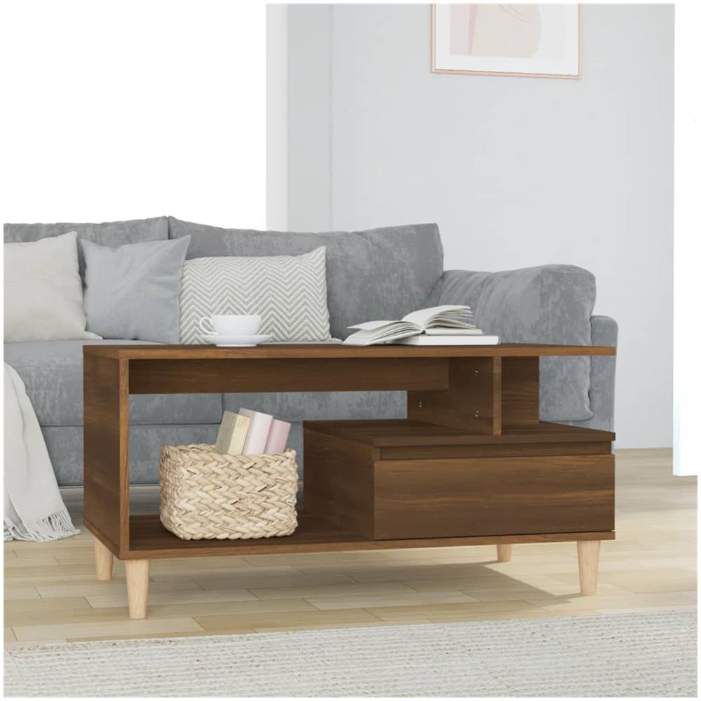 Tavolino Salotto Rovere Marrone 90x49x45 Cm Legno Multistrato - Foto 1