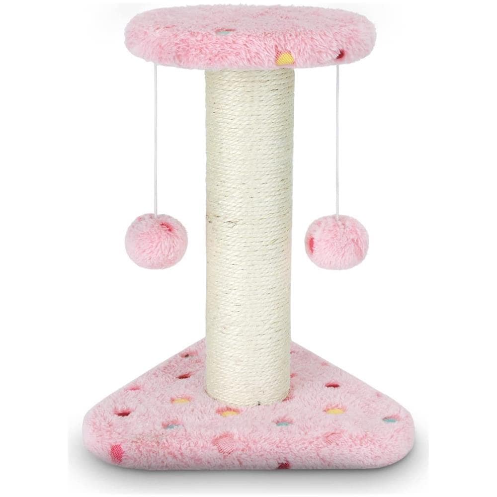 Tiragraffi Per Gatto A Colonne Con Palle Laterali Velluto A Pois 22 20 28h Cm - Foto 1