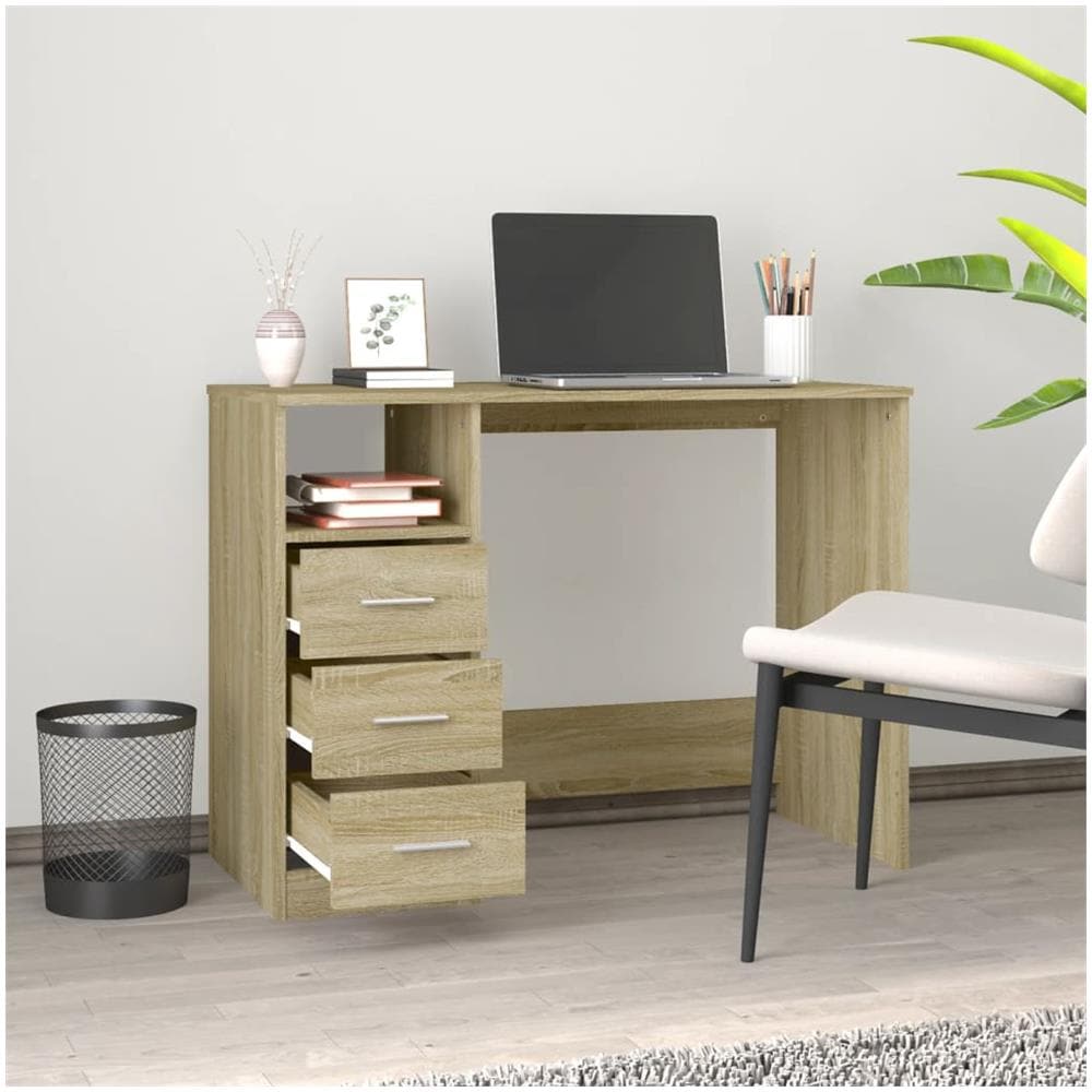 Scrivania Cassetti Rovere Sonoma 102x50x76 Cm Legno Multistrato - Foto 3