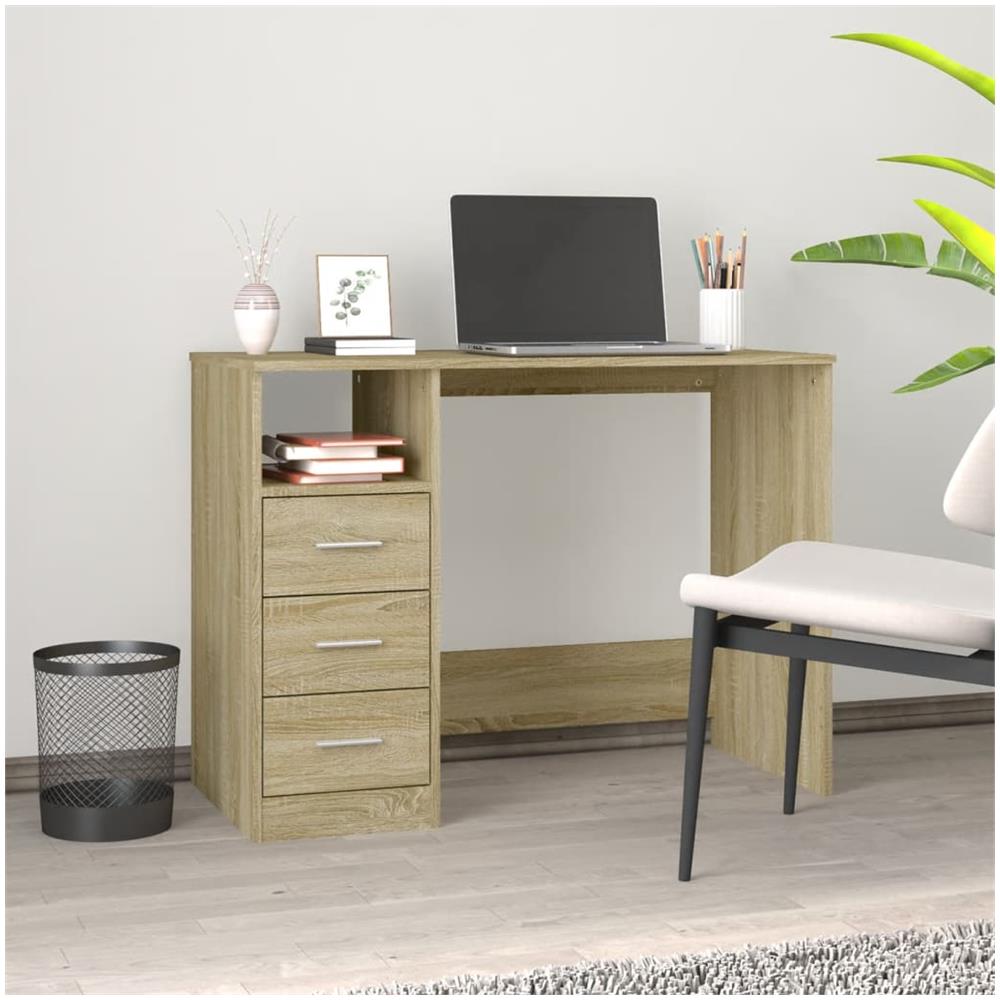Scrivania Cassetti Rovere Sonoma 102x50x76 Cm Legno Multistrato - Foto 1