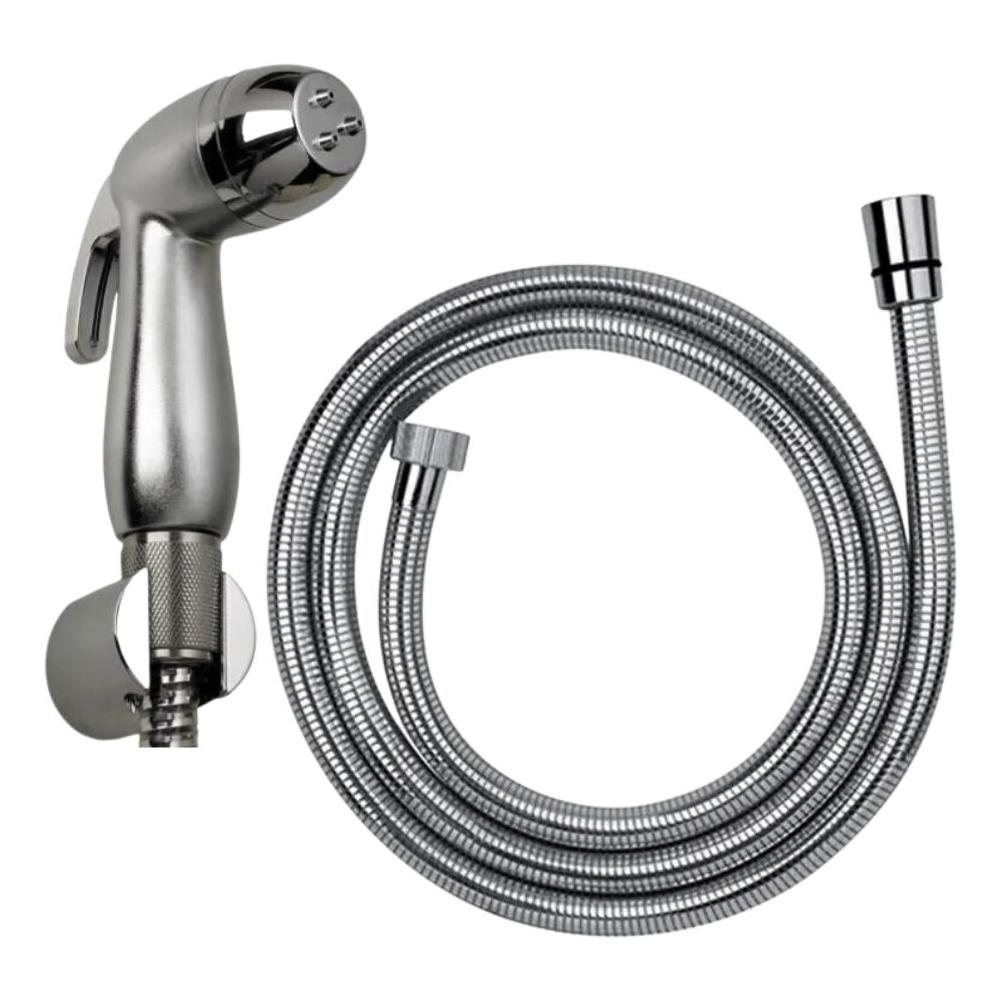 Kit Idroscopino Cromato Con Chiusura Automatica Flessibile Cm 120 Con Supporto - Foto 2