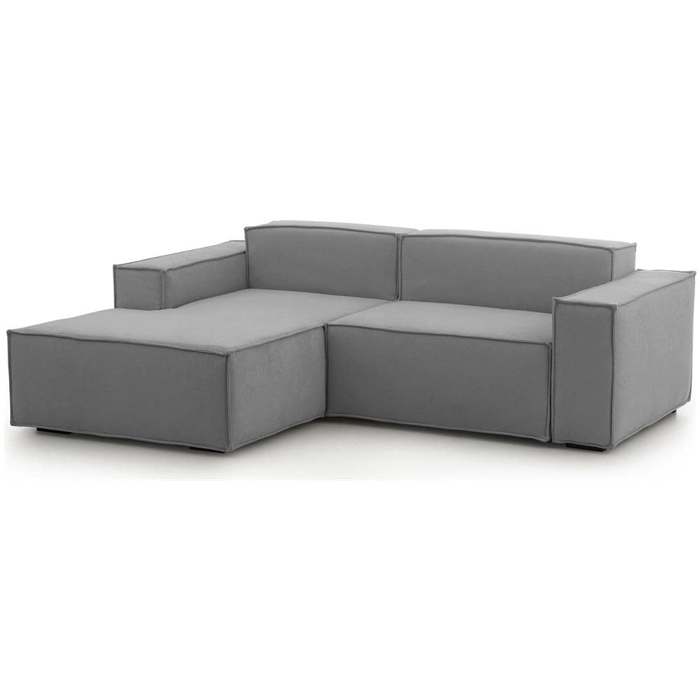 Divano Fisso Daniela, Divano Componibile A 2 Posti Large Con Penisola Sinistra, 100% Made In Italy, Sofà Moderno In Tessuto, Cm 240x170h70, Grigio - Foto 2