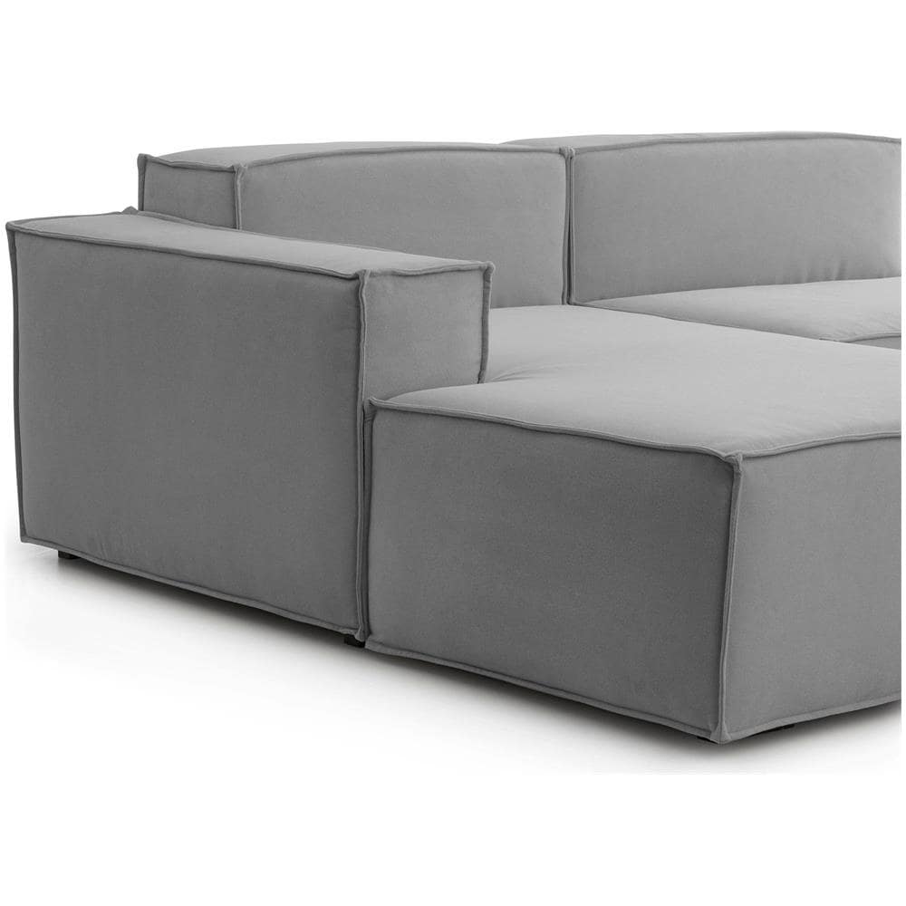 Divano Fisso Daniela, Divano Componibile A 2 Posti Large Con Penisola Sinistra, 100% Made In Italy, Sofà Moderno In Tessuto, Cm 240x170h70, Grigio - Foto 4