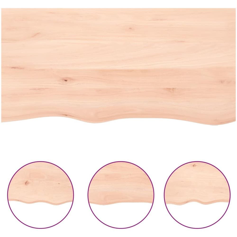 Ripiano a Parete 80x10x2 cm Legno Massello Rovere Non Trattato - Foto 3